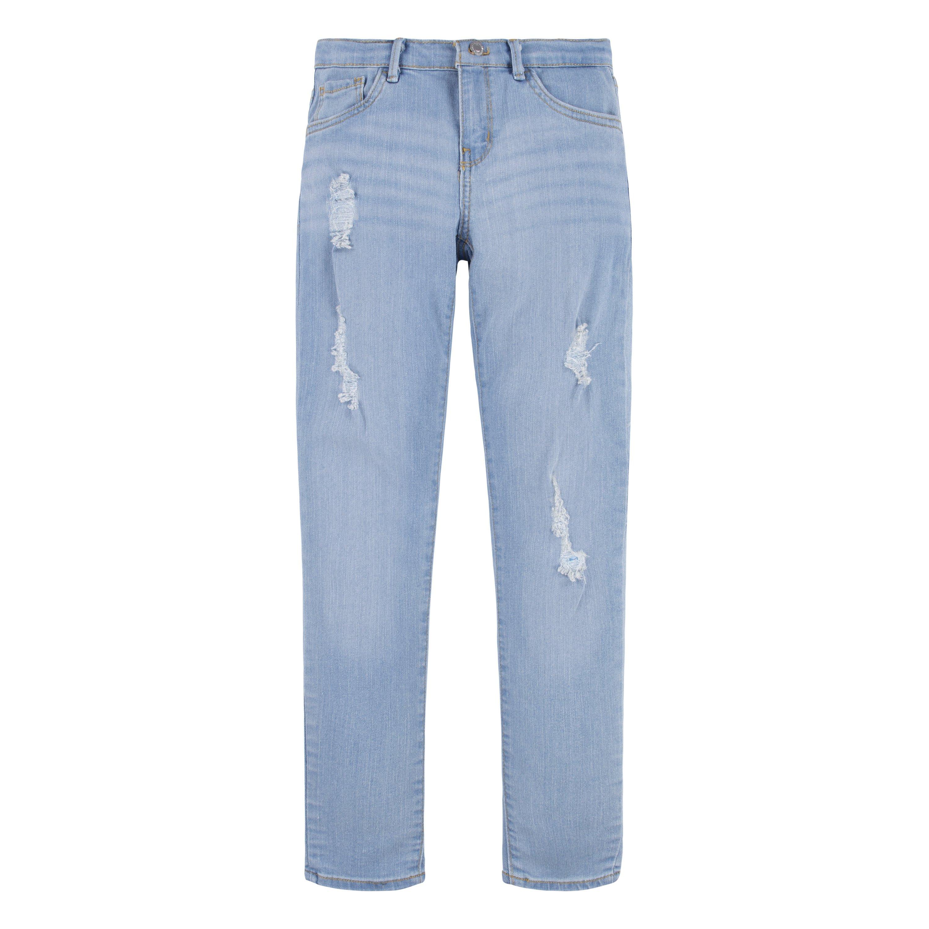 Levi's Big Girls' 710 Super Skinny Fit Slim Distressed Light Blue Wash Denim Jeans - LIGHT BLUE